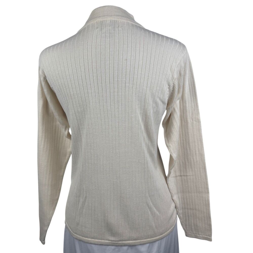 Bill Blass Blassport Women's Sweater Sz S Ivory High Neck 100% Silk Rib Knit - Picture 4 of 8